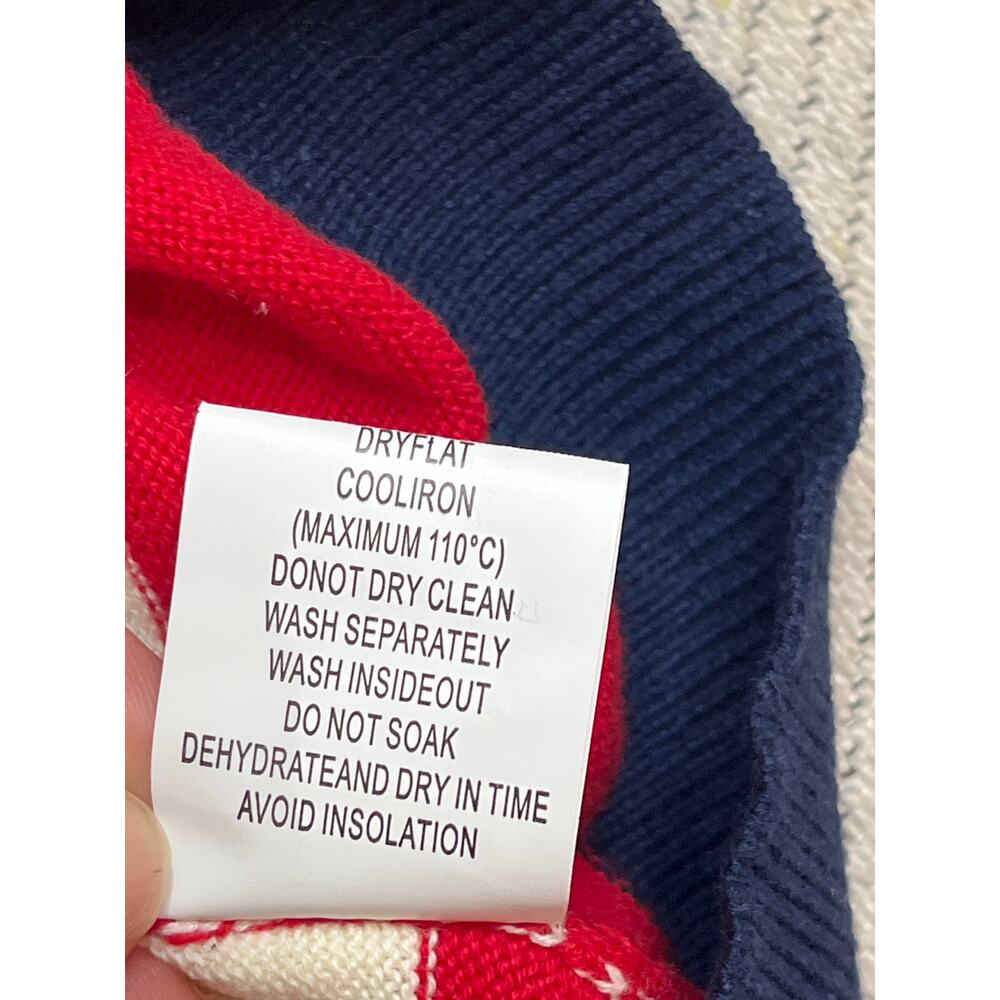NWT OXKNIT Red White Striped Sweater Sailboat Navy Bell Cuff Knit Crewneck XL - Picture 6 of 10